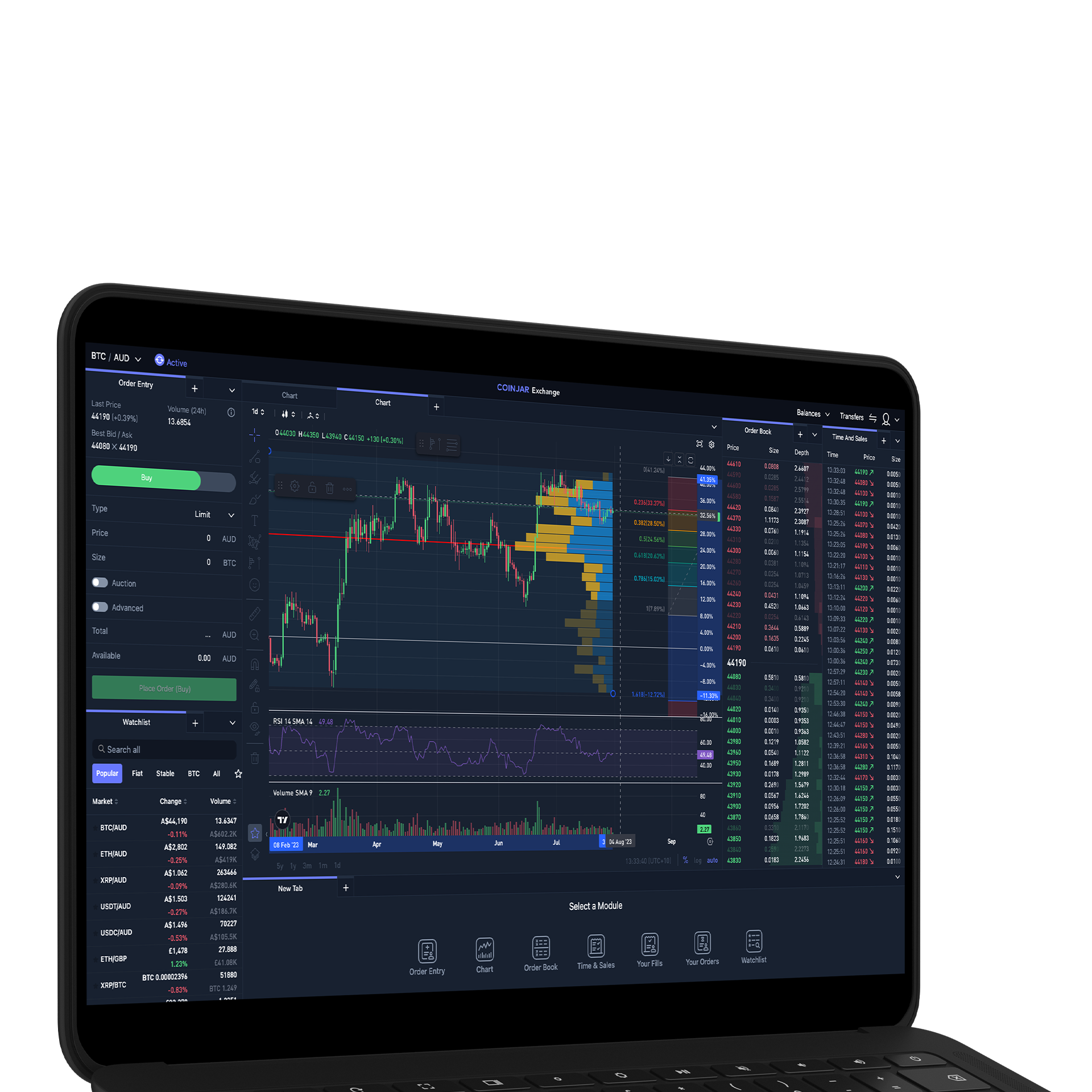 CoinJar Exchange interface
