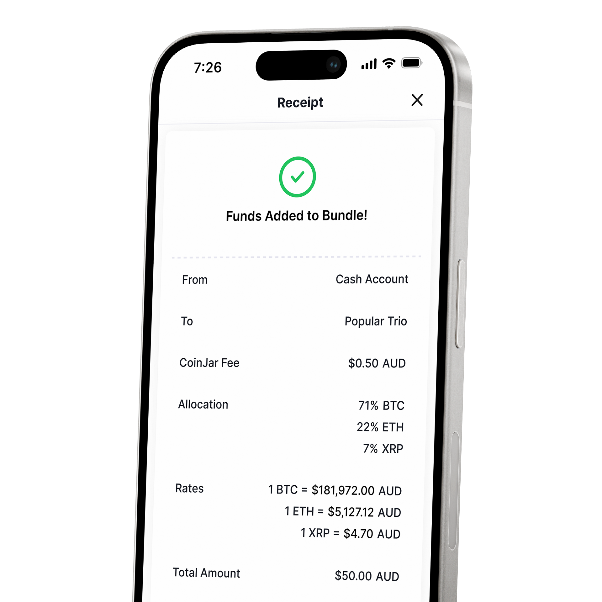 CoinJar recurring buy interface